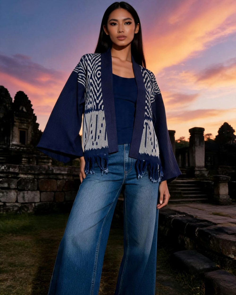 Cardigan tenun troso mix lurik
