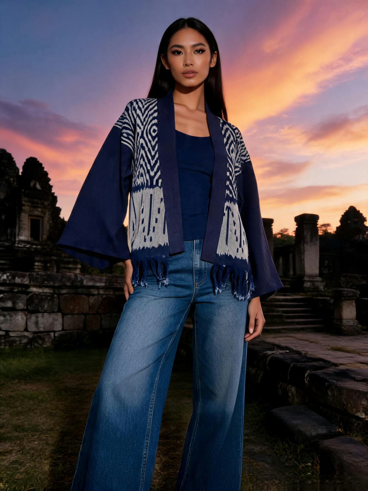 Cardigan tenun troso mix lurik