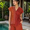 Blouse batik cap mix  tenun lurik
