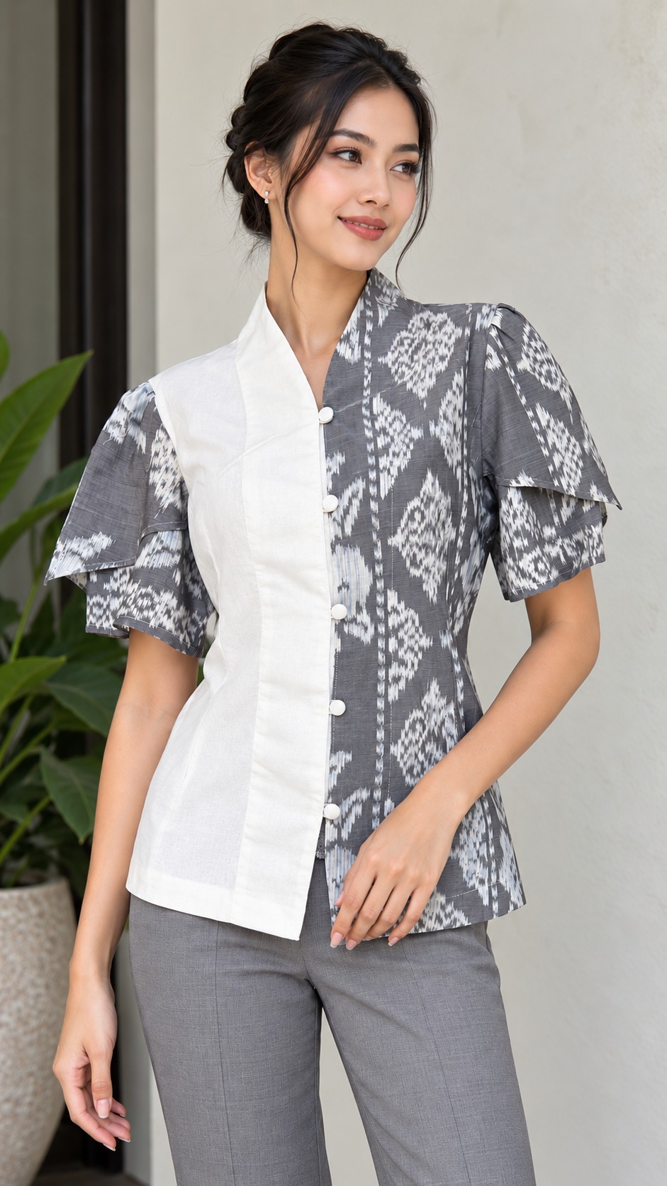 Blouse tenun endek teratai - Image 2